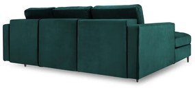 Divano letto angolare in velluto verde petrolio, angolo sinistro Santo - Milo Casa