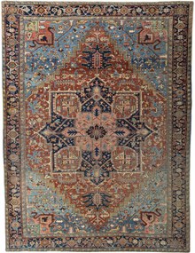 Heriz Tappeto 420x310 Rosso (Iran) Annodato A Mano