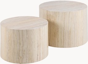 Set di 2 tavolini da salotto effetto travertino Dice