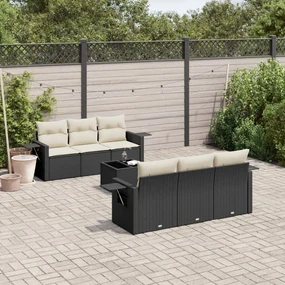 Set divani da giardino con cuscini 7pz nero polyrattan