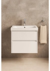 Mobile da bagno sospeso sotto lavabo L 59.5 x H 50 x P 45.5 cm bianco laccato opaco, 2 cassetti Niwa