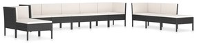 Set divani da giardino 10 pz con cuscini in polyrattan nero
