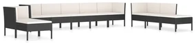 Set divani da giardino 10 pz con cuscini in polyrattan nero