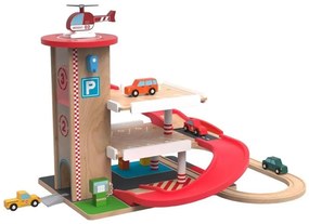 2Kids Toys - Garage in legno con binario del treno