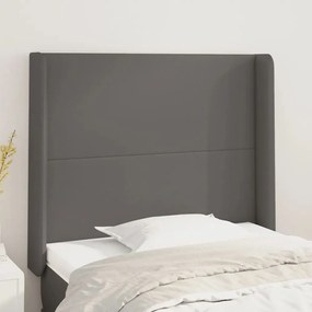 Testiera ad orecchio grigio 93x16x118/128 cm in similpelle