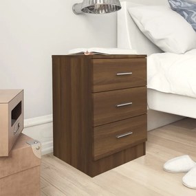 Comodini 2 Pz Rovere Marrone 38x35x56 Cm İn Legno Multistrato /