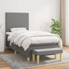 Giroletto A Molle Con Materasso Grigio Scuro 80x200 Cm Tessuto /