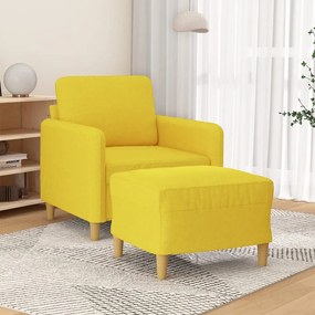 Poltrona Con Poggiapiedi Giallo Chiaro 60 Cm İn Tessuto /