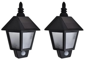Lampade Solari A Parete 2 Pz Con Sensore Movimento Nere /