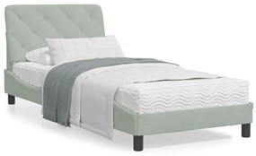 Letto con materasso grigio chiaro 80x200 cm in velluto