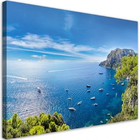 Quadro su tela, Panorama delle navi marine dell'isola  Dimensioni 100x70