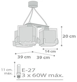 Dalber D-63534 - Lampadario per bambini TRAIN 3xE27/60W/230V