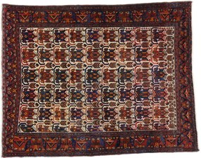 Afshar Tappeto 190x150 Rosso (Iran) Annodato A Mano