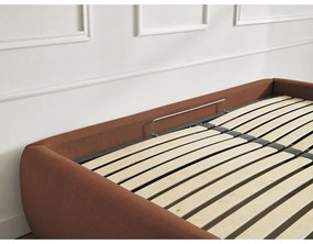 Letto matrimoniale imbottito arancione con contenitore/senza testiera con rete inclusa 180x200 cm Inera – Bobochic Paris