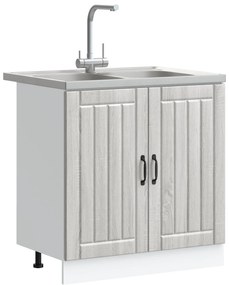 Armadio da cucina  'lucca' con doppi lavandini grigio sonoma in legno ingegnerizzato