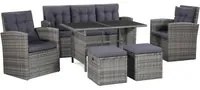 Set Divani da Giardino 6 pz con Cuscini in Polyrattan Grigio 43960