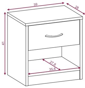 Comodino NED rovere sonoma/bianco