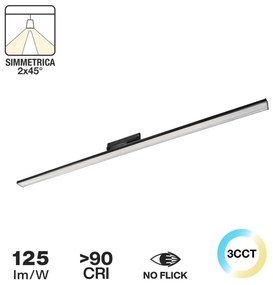 Lampada LED Lineare 42W binario Trifase 120cm simm. 2x45° con driver Philips Colore Bianco Variabile CCT