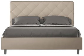 Letto matrimoniale con rete imbottito 160x210 similpelle tortora Priya