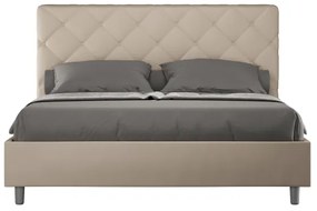 Letto con rete imbottito 160x210 similpelle tortora Priya