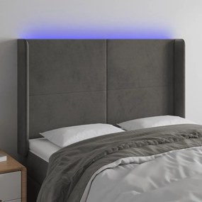Testiera A Led Grigio Scuro 147x16x118/128cm İn Velluto /