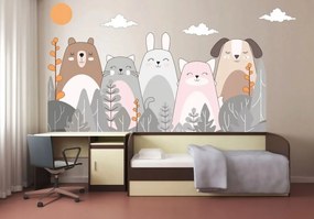 Adesivo murale con animali carini 60 x 120 cm