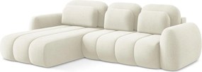 Divano angolare beige allungabile/con contenitore (con penisola a sinistra/con chaise lounge) con rivestimento in bouclé Pele – Makamii