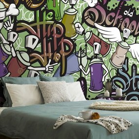 Carta da parati autoadesiva – Street art allegro in verde