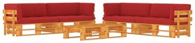 Set divani in pallet con cuscini 6 pz in pino impregnato miele