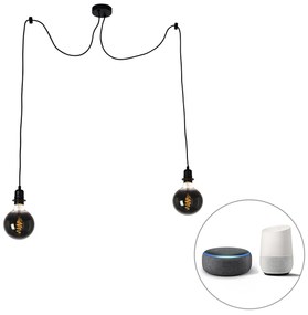 Lampada a sospensione intelligente nera incl. 2 Wifi G125 - Cava