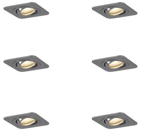 Set di 6 faretti da incasso arrotondati color canna di fucile GU10 50mm regolabili IP44 - Alberto