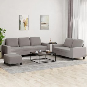 Set Di Divani 3 Pz Tortora İn Tessuto /
