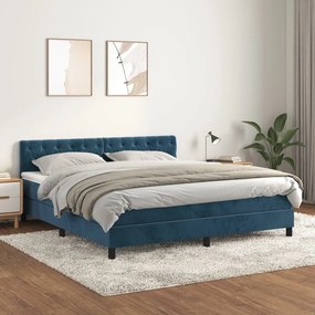 Giroletto A Molle Con Materasso Blu Scuro 160x200 Cm İn Velluto /