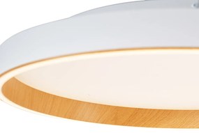 Plafoniera di design bianca con legno 60 cm incl. LED con interruttore a 3 vie - Ingo