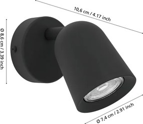 Eglo 901952 - Faretto da parete CAMALDOLI 1xGU10/5W/230V nero