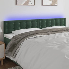 Testiera A Led Verde Scuro 180x5x78/88 Cm İn Velluto /
