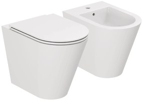 Coppia Di Sanitari a Terra Senza Brida Azzurra Ceramica "Forma" Bianco Lucido