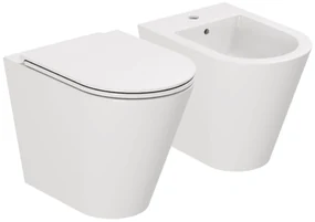 Coppia Di Sanitari a Terra Senza Brida Azzurra Ceramica "Forma" Bianco Lucido