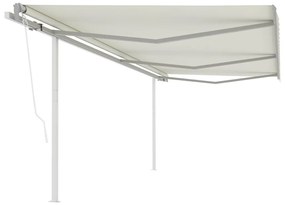 Tenda Da Sole Retrattile Automatica Con Pali 6x3 M Crema /
