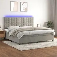 Letto a Molle Materasso e LED Grigio Chiaro 200x200 cm Vellutocod mxl 99601