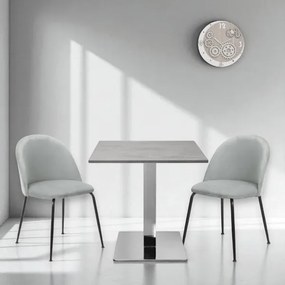 Tavolo bar pub ristorante 80x80 cm base argento e piano laminato Cemento H 75