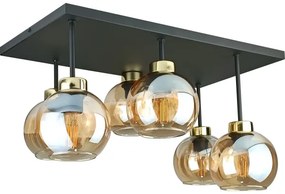 Lampadario a plafone NESSA 6xE27/60W/230V nero/oro/fumé beige