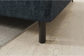 Divano angolare blu allungabile/con contenitore (con penisola a destra/a L) e rivestimento in velluto Barea – ELTAP