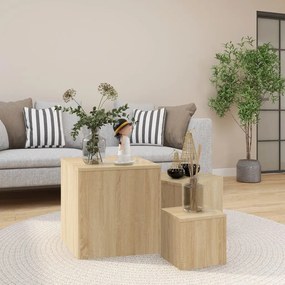 Tavolini 3 Pz Rovere Sonoma İn Truciolato /