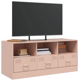 Mobile porta tv rosa 99x39x44 cm in acciaio