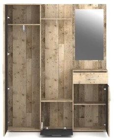 Mobile per ingresso con specchio NOLAN, marrone/grafite