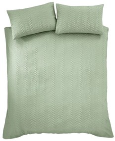 Set copripiumino e federa verde in crêpe per letto matrimoniale e per letto esteso 230x220 cm Heatset Wave – Catherine Lansfield