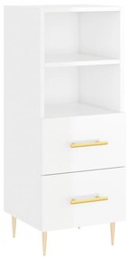 Credenza bianco lucido 34,5x34x90 cm in legno multistrato