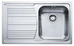 Lavello integrato 1 vasca con gocciolatoio a sinistra FRANKE Logica Line inox L 50 x L 86 cm argento