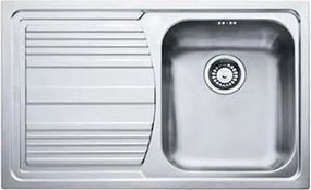 Lavello integrato 1 vasca in inox argento FRANKE Logica Line L 50 x L 86 cm, sgocciolatoio a sinistra